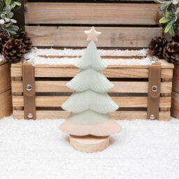 Annibells Sage Green Ceramic Christmas Tree On Wood Base (11188) - Large