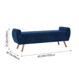 Blue Storage Bench Ottoman Chenille Upholstered Entryway Bedroom - thumbnail 2