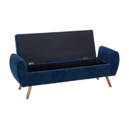 Blue Storage Bench Ottoman Chenille Upholstered Entryway Bedroom - thumbnail 3