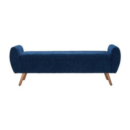 Blue Storage Bench Ottoman Chenille Upholstered Entryway Bedroom - thumbnail 1