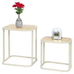 White Nesting Coffee Tables Set Of 2 Rectangular Sofa Side Tables For Living Room New
