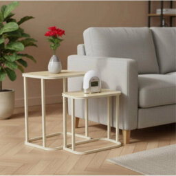 White Nesting Coffee Tables Set Of 2 Rectangular Sofa Side Tables For Living Room New - thumbnail 5