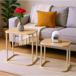 White Nesting Coffee Tables Set Of 2 Rectangular Sofa Side Tables For Living Room New - thumbnail 6