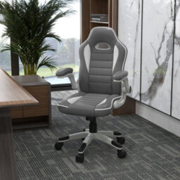 Vinsetto Gaming Chair Pu Leather Office Chair Swivel Chair Grey