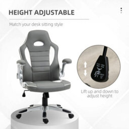 Vinsetto Gaming Chair Pu Leather Office Chair Swivel Chair Grey - thumbnail 4
