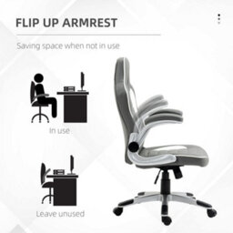 Vinsetto Gaming Chair Pu Leather Office Chair Swivel Chair Grey - thumbnail 6