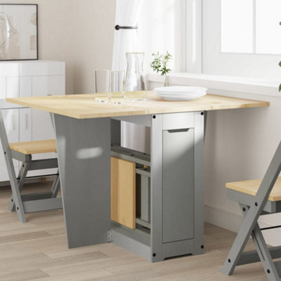 Berkfield Butterfly Dining Table Foldable Corona Grey Solid Wood Pine - image 1