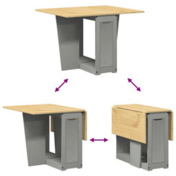 Berkfield Butterfly Dining Table Foldable Corona Grey Solid Wood Pine - thumbnail 8