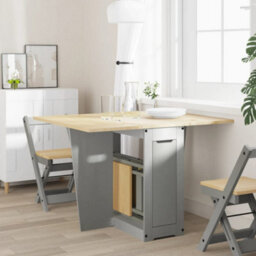 Berkfield Butterfly Dining Table Foldable Corona Grey Solid Wood Pine - thumbnail 3