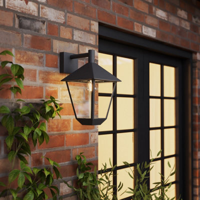 GoodHome Docker Fixed Matt Dark Grey Mains-Powered Outdoor Wall Light - image 1