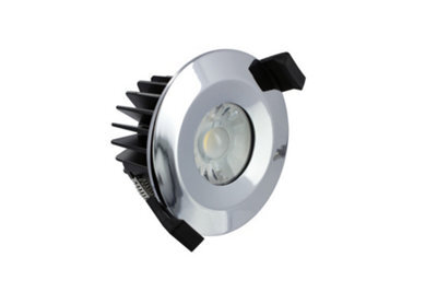 Luminosa Lighting Luminosa Low-Profile Fire Rated Downlight 70-75mm Cutout Ip65 440Lm 6W 4000K 38 Beam Dimmable 73Lm/w Polished Chrome