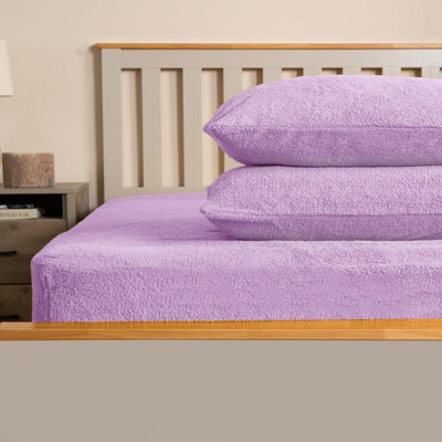 OHS Teddy Fleece Pillowcase Cover Bedding Set 2 X Thermal, 50 X 75Cm -  Lilac - image 1
