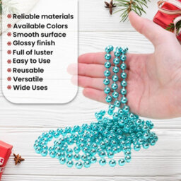 Neel Blue 9 Metre Hanging Bead Garland Beaded String Chain For Christmas Tree Decorations, Turquiose - thumbnail 3