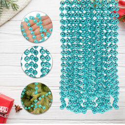 Neel Blue 9 Metre Hanging Bead Garland Beaded String Chain For Christmas Tree Decorations, Turquiose - thumbnail 4