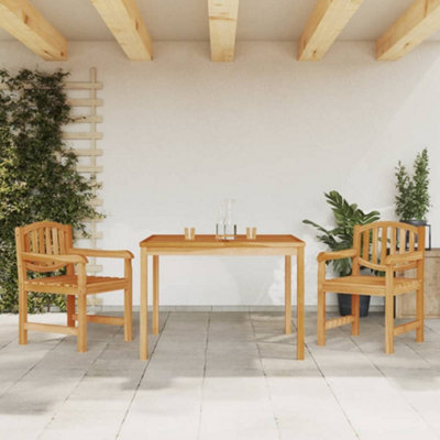 Berkfield 3 Piece Garden Dining Set Solid Wood Teak - image 1