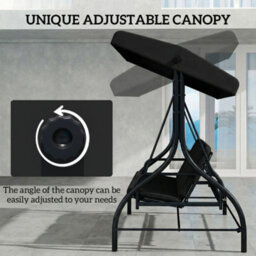 Outsunny 3 Seater Canopy Swing Chair Porch Hammock Bed, Black - thumbnail 4