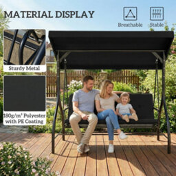 Outsunny 3 Seater Canopy Swing Chair Porch Hammock Bed, Black - thumbnail 7