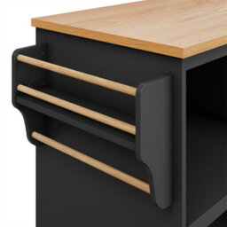 Abrihome Dining Trolley, Modern And Simple Black Mobile Kitchen Dining Trolley With Drawers And Storage Cupboards, Black - thumbnail 6