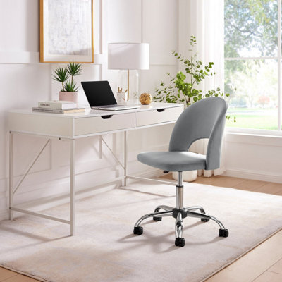 Furniturebox Uk Courtney Grey Velvet And Silver Office Chair - image 1