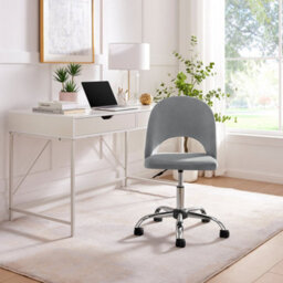 Furniturebox Uk Courtney Grey Velvet And Silver Office Chair - thumbnail 2