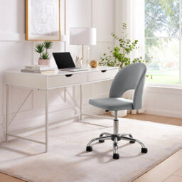Furniturebox Uk Courtney Grey Velvet And Silver Office Chair - thumbnail 1