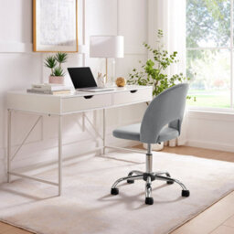 Furniturebox Uk Courtney Grey Velvet And Silver Office Chair - thumbnail 3
