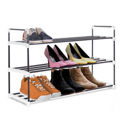 Mantraraj 3 Tier Shoe Rack Heavy Duty Metal Shoe Storage Cabinet Quick Assembly No Tools Required Shoe Organiser Grey - image 1