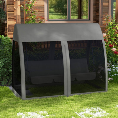 Outsunny Garden Swing Chair Patio Hammock 3 Seater Bench Canopy Lounger Grey - image 1