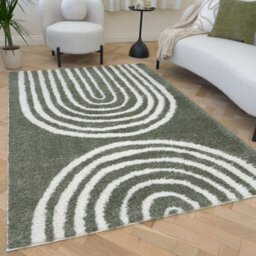 The Rugs Moodi Shaggy Green Reverie Rug Runner Scandinavian Thick High Pile For Living Rooms, Bedrooms, Hallways, Kitchens - thumbnail 7