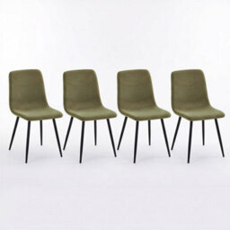 Fwstyle 5 Piece Grey Marble Effect Stone Dining Table & Green Chairs Set - thumbnail 2