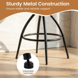 Costway Swivel Bar Stools Set Of 2 Faux Leather Barstools With Footrest - thumbnail 7