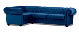 Chesterfield Style Mariot Corner Sofa Blue French Velvet (Left Hand Corner) - thumbnail 1