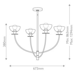 Luminosa Lighting Elstead Alora Mood Sylvia Multi Arm Pendant Ceiling Light Contemporary Brushed Gold 4X E14 - thumbnail 3
