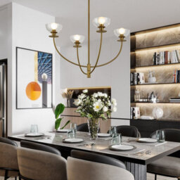 Luminosa Lighting Elstead Alora Mood Sylvia Multi Arm Pendant Ceiling Light Contemporary Brushed Gold 4X E14 - thumbnail 2