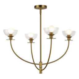 Luminosa Lighting Elstead Alora Mood Sylvia Multi Arm Pendant Ceiling Light Contemporary Brushed Gold 4X E14 - thumbnail 1