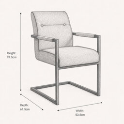 Where Saints Go Ltd Harlow Dining Armchairs Pack Of 2, Green Tweed, Black Cantilever Frames By Where Saints Go - thumbnail 8
