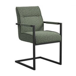 Where Saints Go Ltd Harlow Dining Armchairs Pack Of 2, Green Tweed, Black Cantilever Frames By Where Saints Go - thumbnail 4