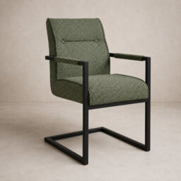 Where Saints Go Ltd Harlow Dining Armchairs Pack Of 2, Green Tweed, Black Cantilever Frames By Where Saints Go - thumbnail 2