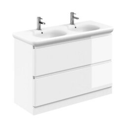 Plum&clay Marvel Gloss White Floor Standing Bathroom Vanity Unit With Round Resin Basin (W)1200mm - thumbnail 1