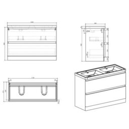Plum&clay Marvel Gloss White Floor Standing Bathroom Vanity Unit With Round Resin Basin (W)1200mm - thumbnail 7
