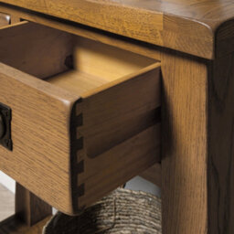 Elm Home And Garden 2 Drawer Rustic Oak Wooden Console Hall Telephone Table  91Cm High X 85Cm Wide X  34Cm Deep Fully Assembled - thumbnail 4
