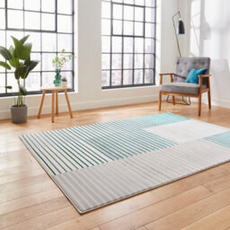 Grey Green Striped Modern Rug Easy To Clean Dining Room-160Cm X 220Cm - thumbnail 2