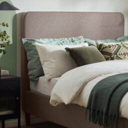 Furniturebox Uk Double Bed - 'romy' Upholstered Taupe Beige Double Bed Frame Only (No Mattress) - 100% Recycled Eco Fabric - thumbnail 4