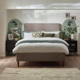 Furniturebox Uk Double Bed - 'romy' Upholstered Taupe Beige Double Bed Frame Only (No Mattress) - 100% Recycled Eco Fabric - thumbnail 2