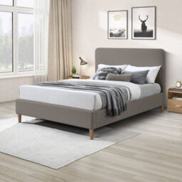 Furniturebox Uk Double Bed - 'romy' Upholstered Taupe Beige Double Bed Frame Only (No Mattress) - 100% Recycled Eco Fabric - thumbnail 1