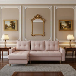 Bodo Corner Sofa Bed With Sleep Function 2 Bedding Storage Compartments Pull Out Comfortable Living Room Sofa Light Pink