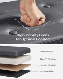 Songmics Ottoman Storage Box, Foldable Storage Bench, Chest With Lid, Footstool, Padded Seat, Wide, Dark Grey - thumbnail 3