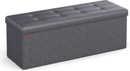 Songmics Ottoman Storage Box, Foldable Storage Bench, Chest With Lid, Footstool, Padded Seat, Wide, Dark Grey - thumbnail 6