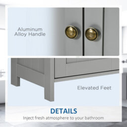 Kleankin Bathroom Pedestal Under Sink Cabinet With Storage Shelves, Door, Grey - thumbnail 6