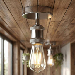 Single Head Fully Earth Ceiling Light Retro Flush Mount E27 Lamp Holder Sconce Chandeliers Pendent Set For Living Room - thumbnail 7